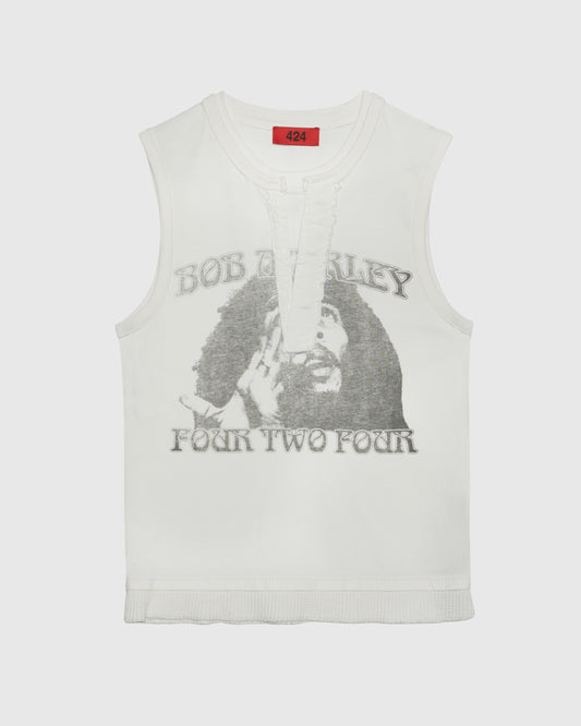 BOB MARLEY BLACK GRAPHIC TEE IN SALT WHITE