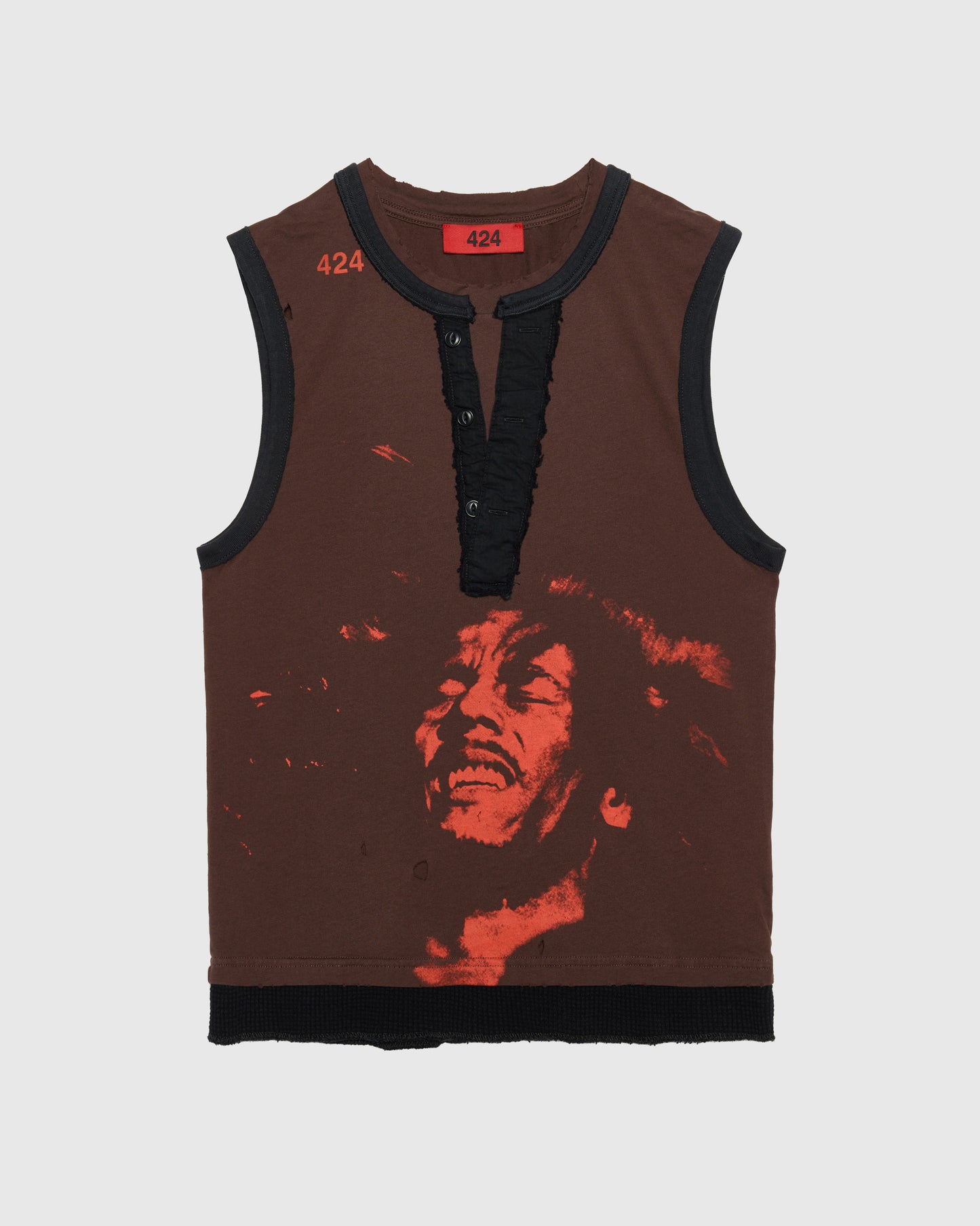 BOB MARLEY RED GRAPHIC TEE IN VINTAGE BROWN