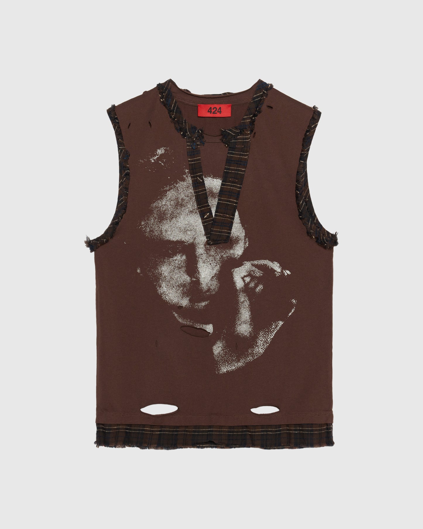 VINTAGE TEE IN WASHED BROWN WITH BROWN FLANNEL