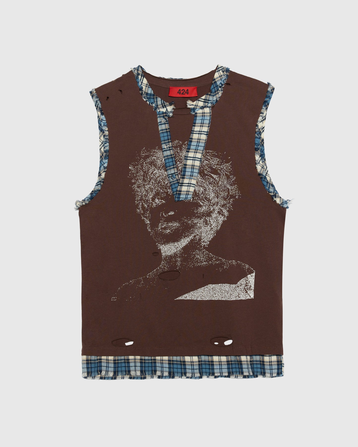 VINTAGE TEE IN WASHED BROWN WITH AVIO FLANNEL