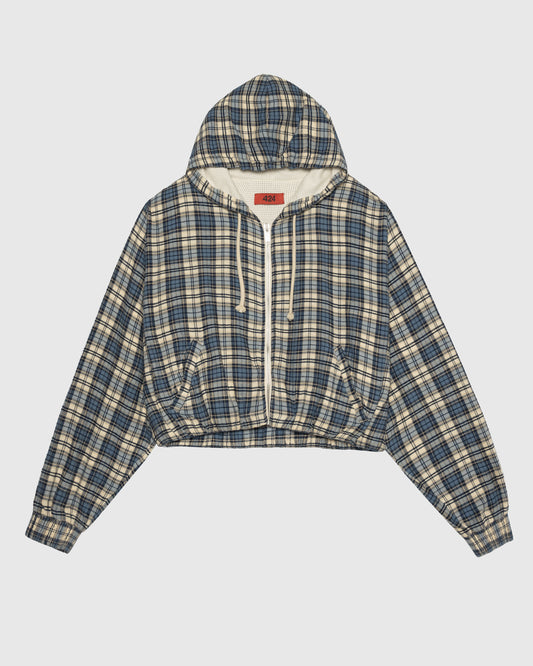 WRAPPED HOODIE EMBROIDERED FLANNEL IN SAND