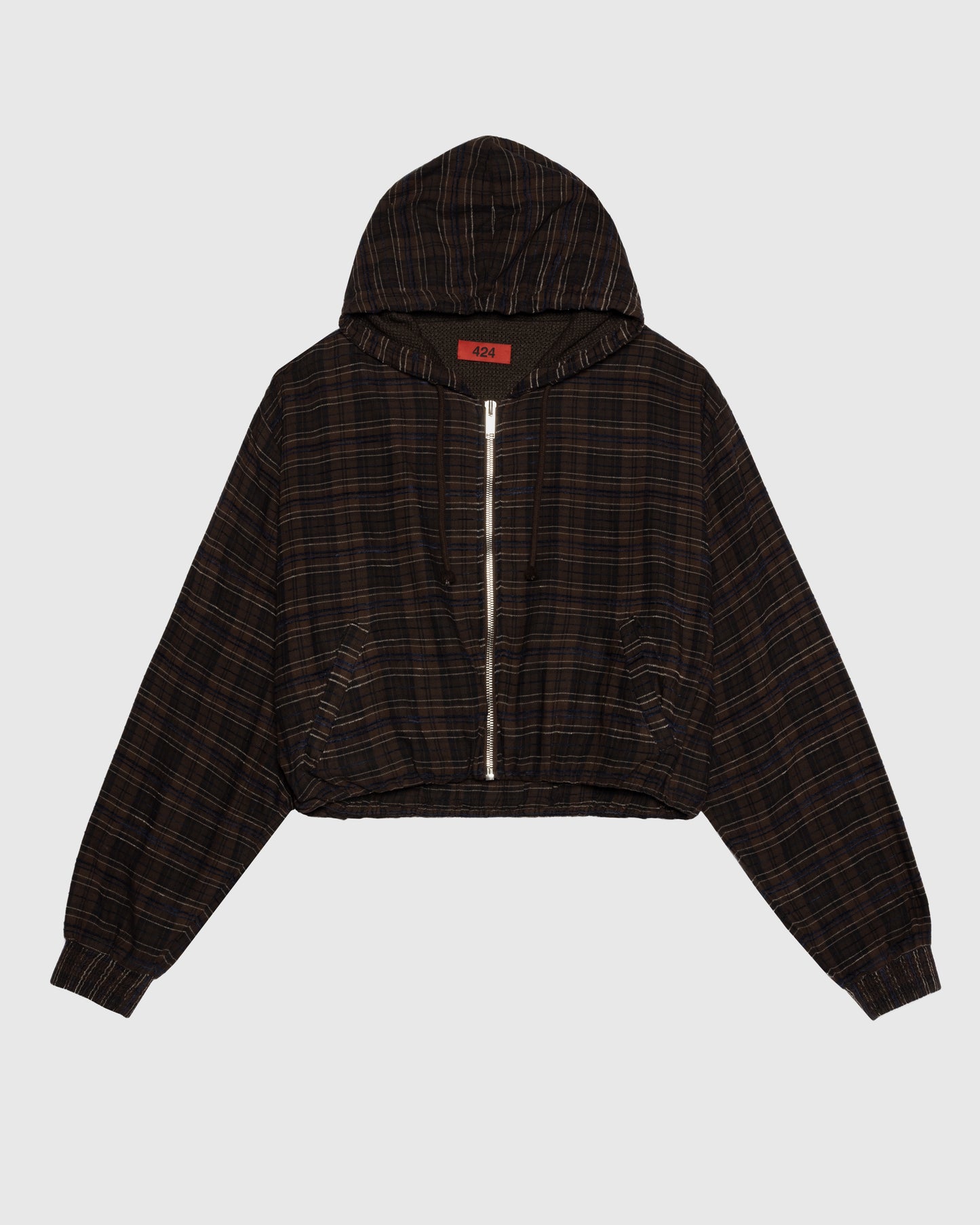 WRAPPED HOODIE EMBROIDERED FLANNEL IN BROWN