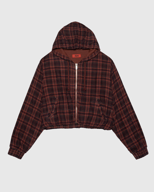 WRAPPED HOODIE EMBROIDERED FLANNEL IN RED