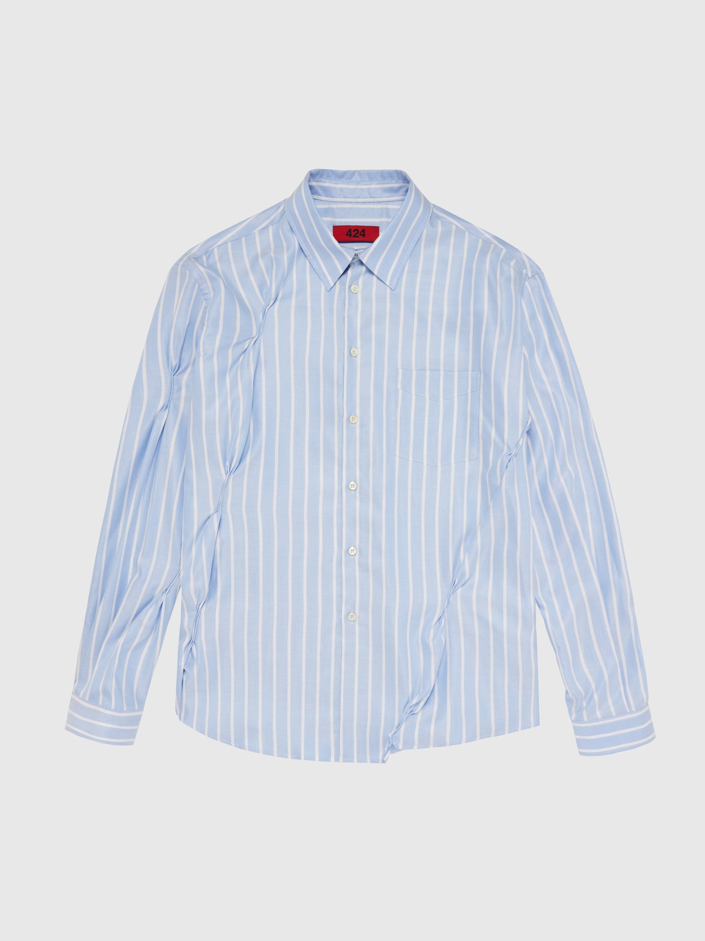 BLUE STRIPED LONG SLEEVE BUTTON UP