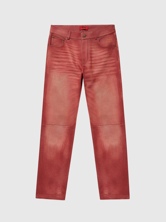 Leather Jeans in Red