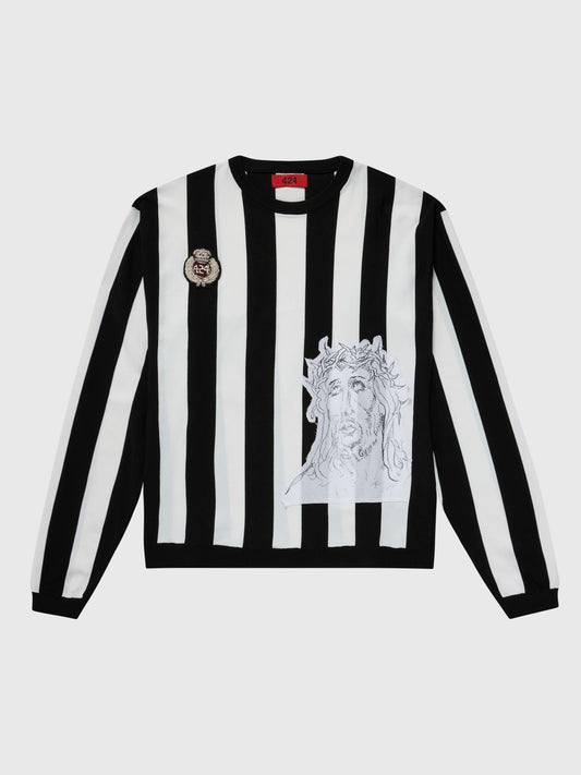 Striped Soccer Sweater in Black