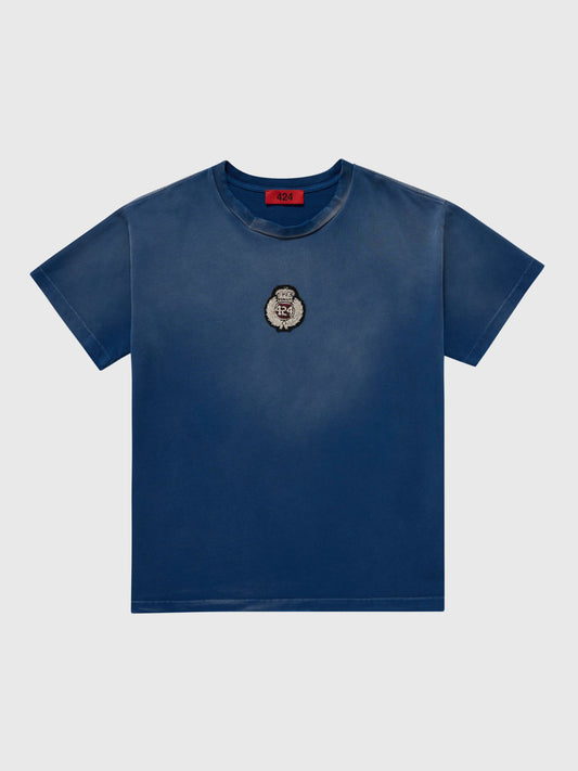 BLUE COLLEGE T-SHIRT WITH PATCH