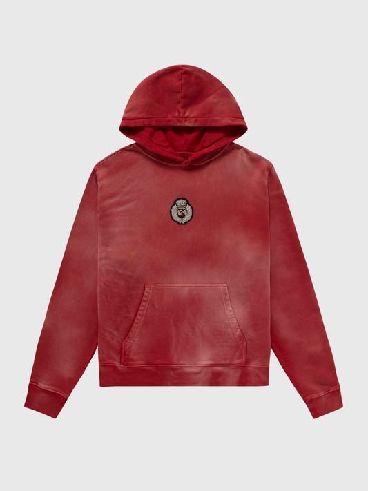 RED COLLEGE HOODIE WITH PATCH