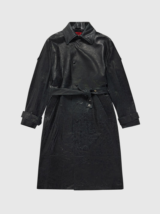 Leather Trench Coat in Black