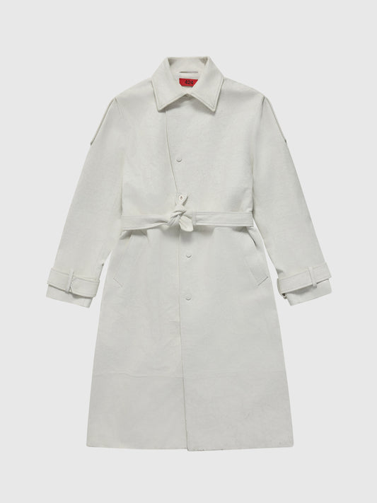 WHITE LEATHER TRENCH