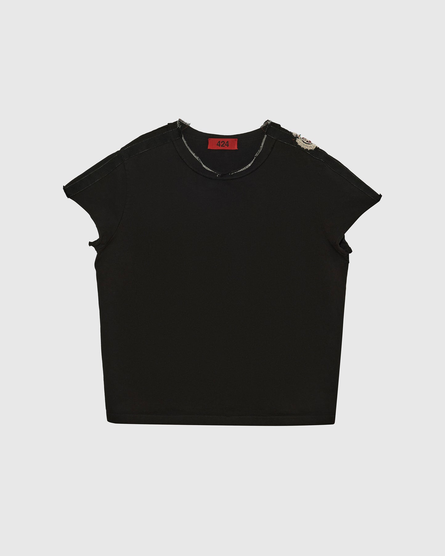 CREST JERSEY SCALLOP TEE - BLACK/BLACK
