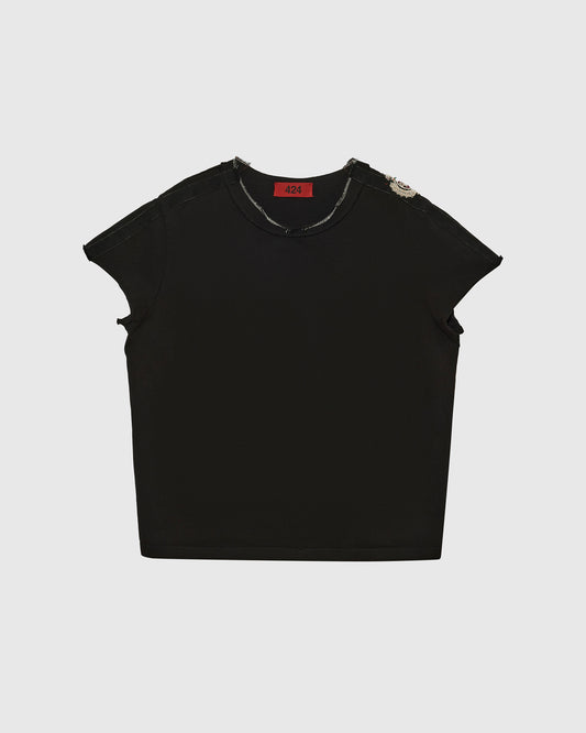 CREST JERSEY SCALLOP TEE - BLACK/BLACK