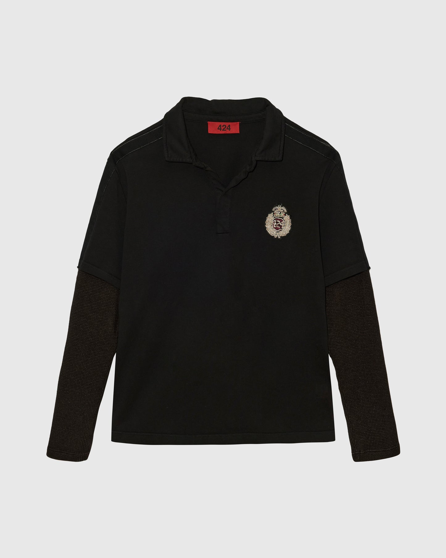 CREST POLO DOUBLE SLEEVE - BLACK/BLACK