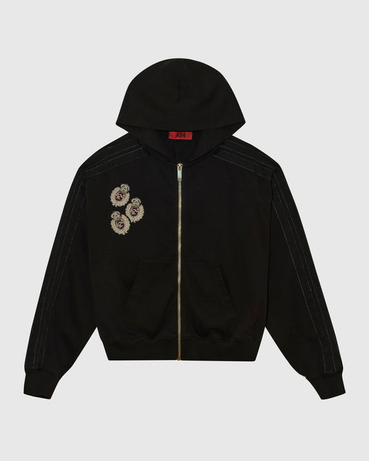 CREST HOODIE - BLACK/BLACK