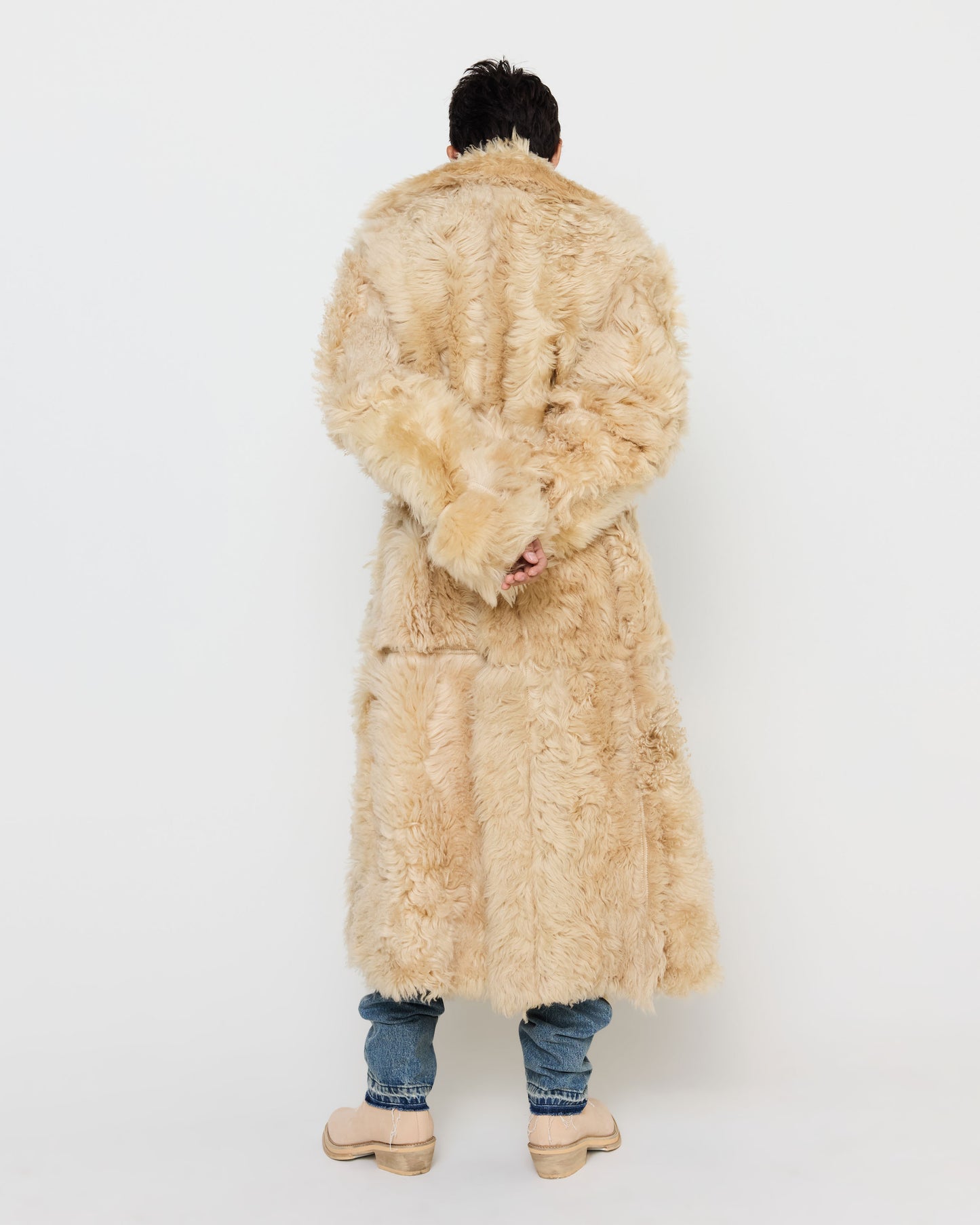 Shearling Long Hair Johan Trench in Sand