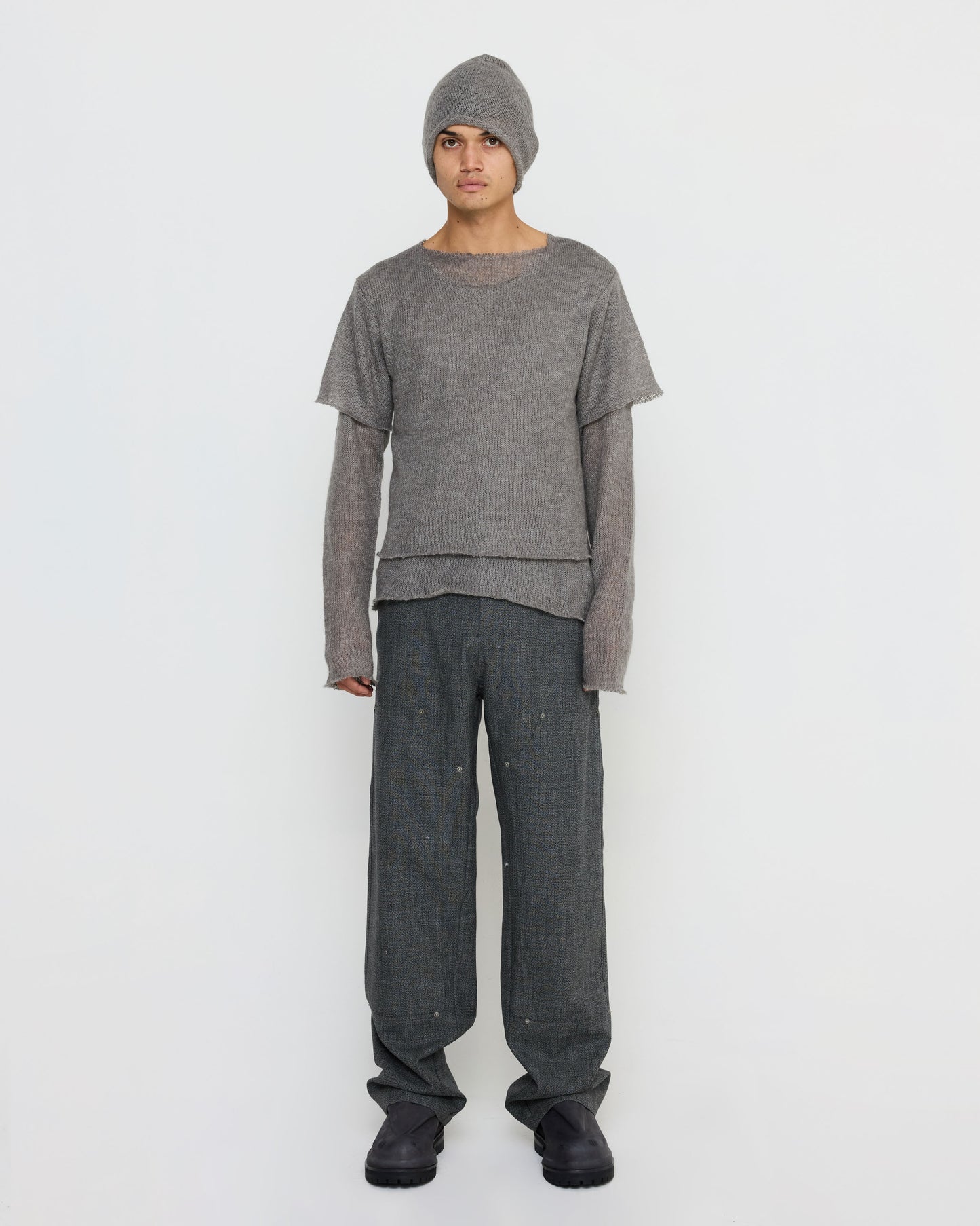 Virgin Wool Work Pant in Salt and Pepper