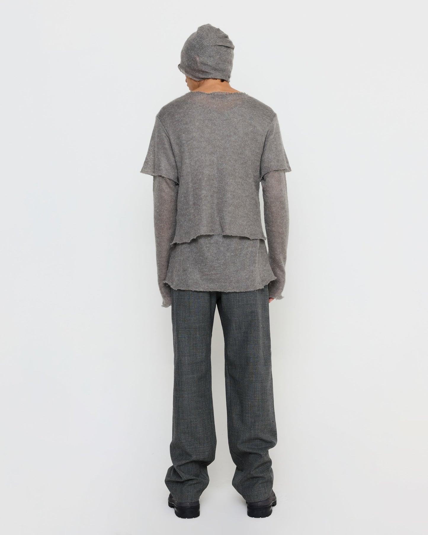 Virgin Wool Work Pant in Salt and Pepper