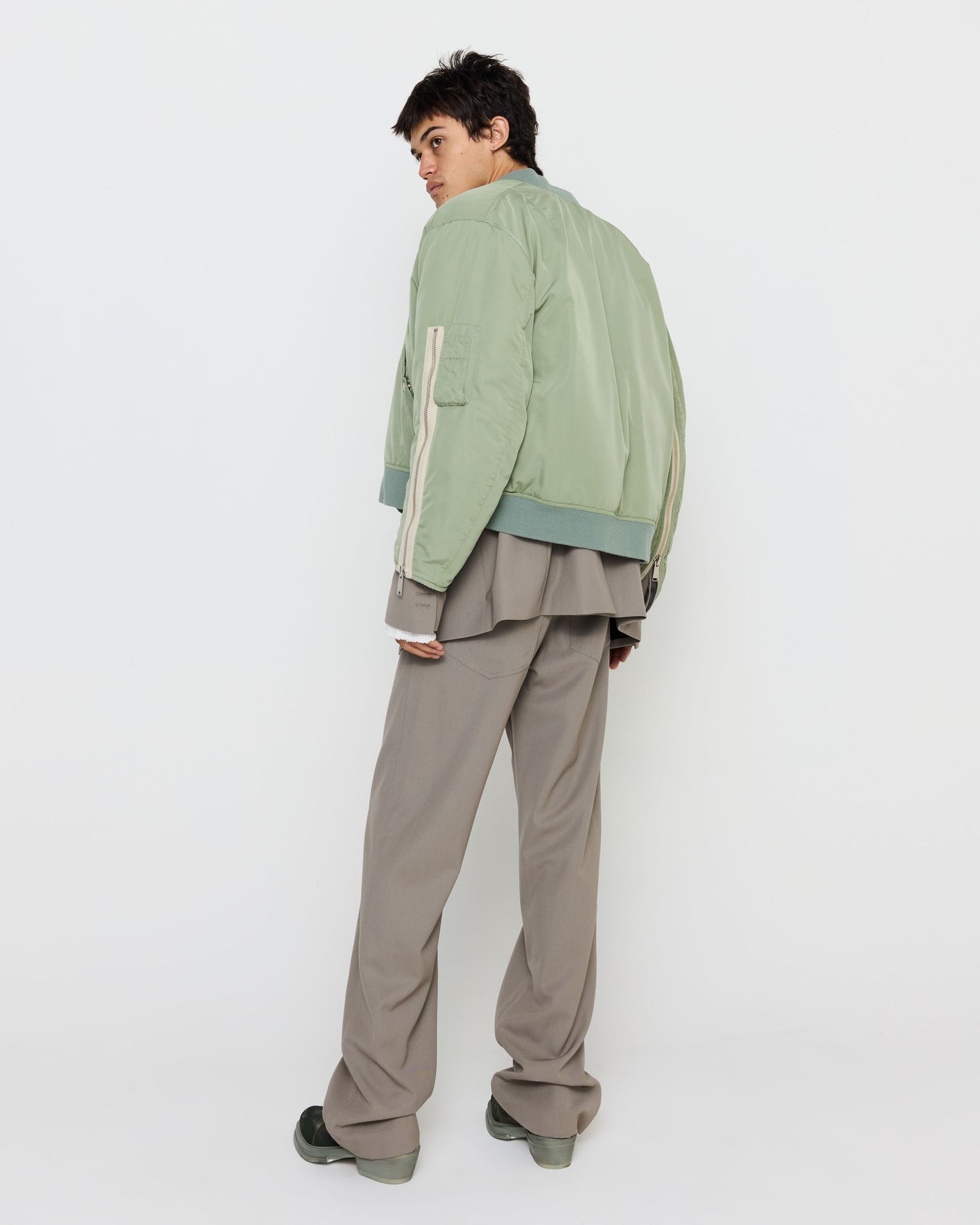 Recylced Heavy Nylon Military Bomber in Green