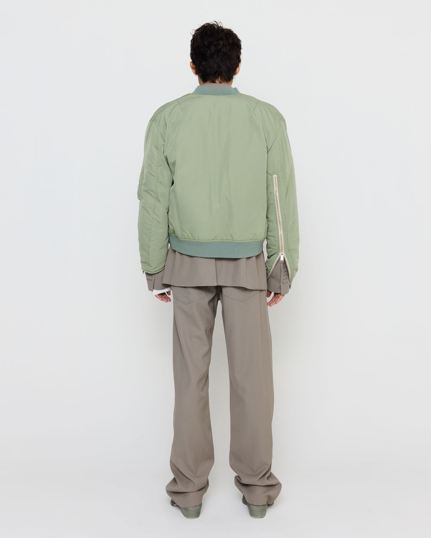 Recylced Heavy Nylon Military Bomber in Green