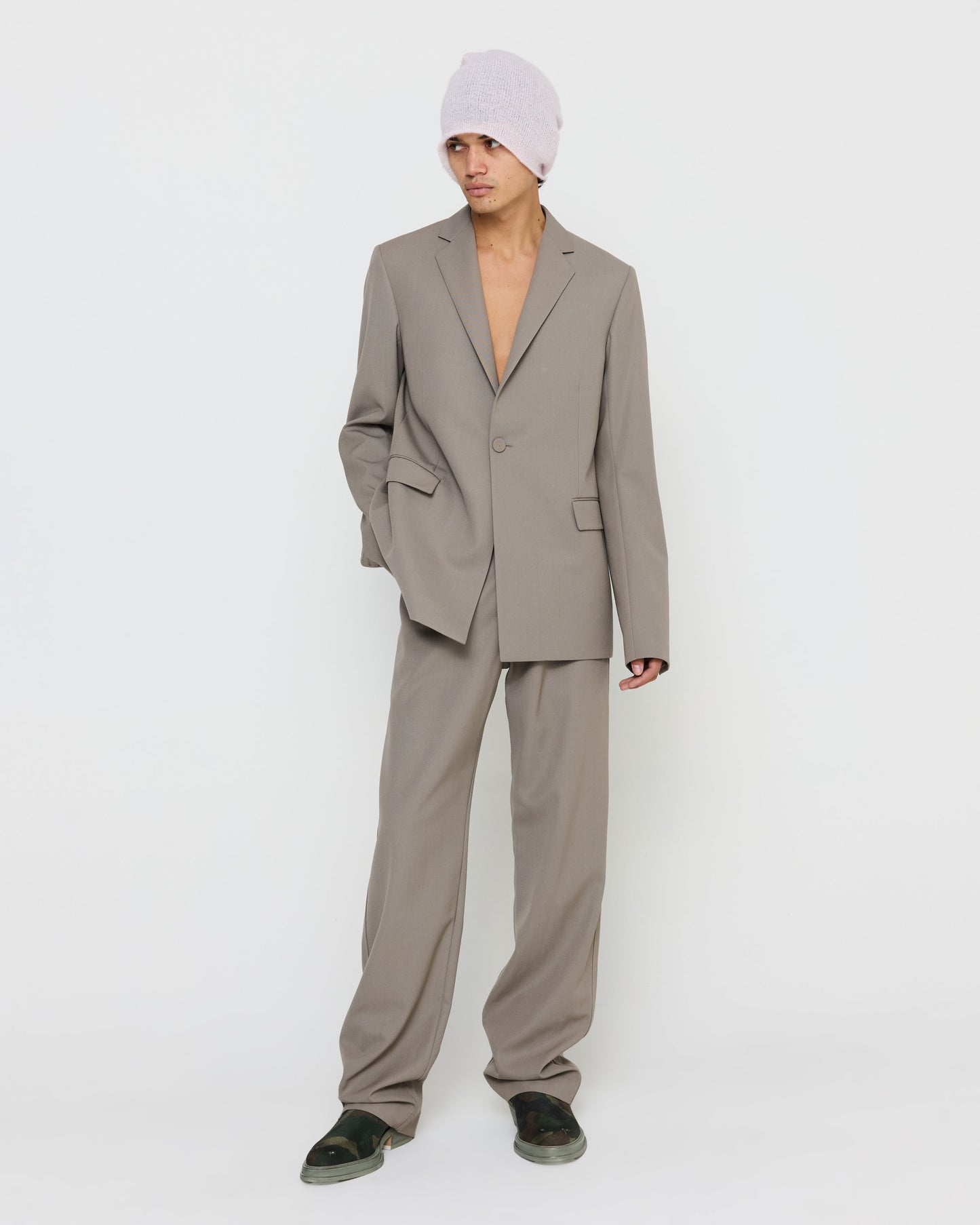 Garden Wool Tailored Short Jacket in Gray