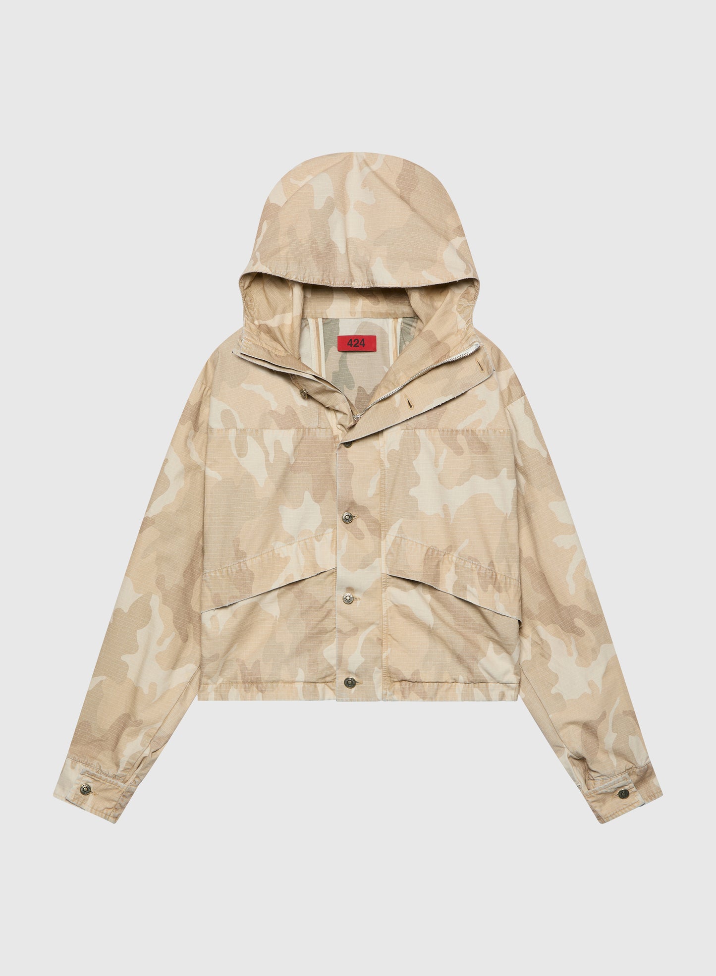 424 CROPPED PARKA SAND CAMO STONE WASHED