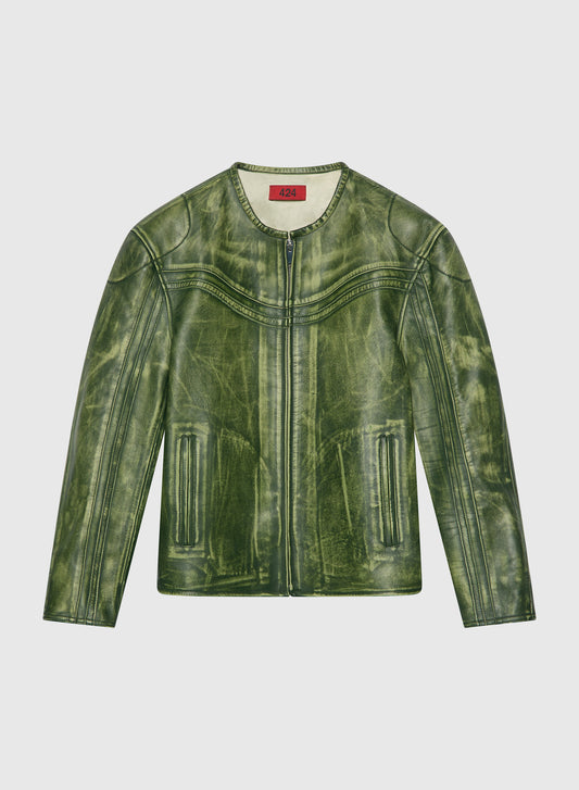 Tokyo Leather Jacket Forest Green