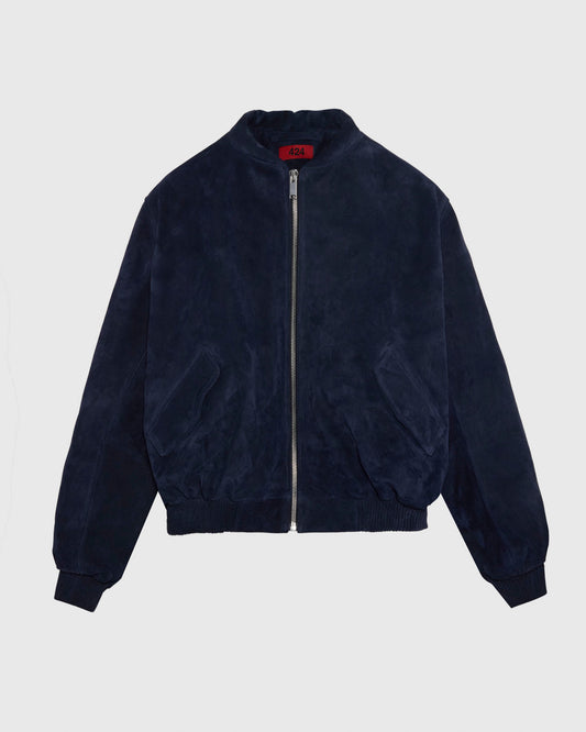 NEW 424 LEATHER BOMBER - MIDNIGHT NAVY