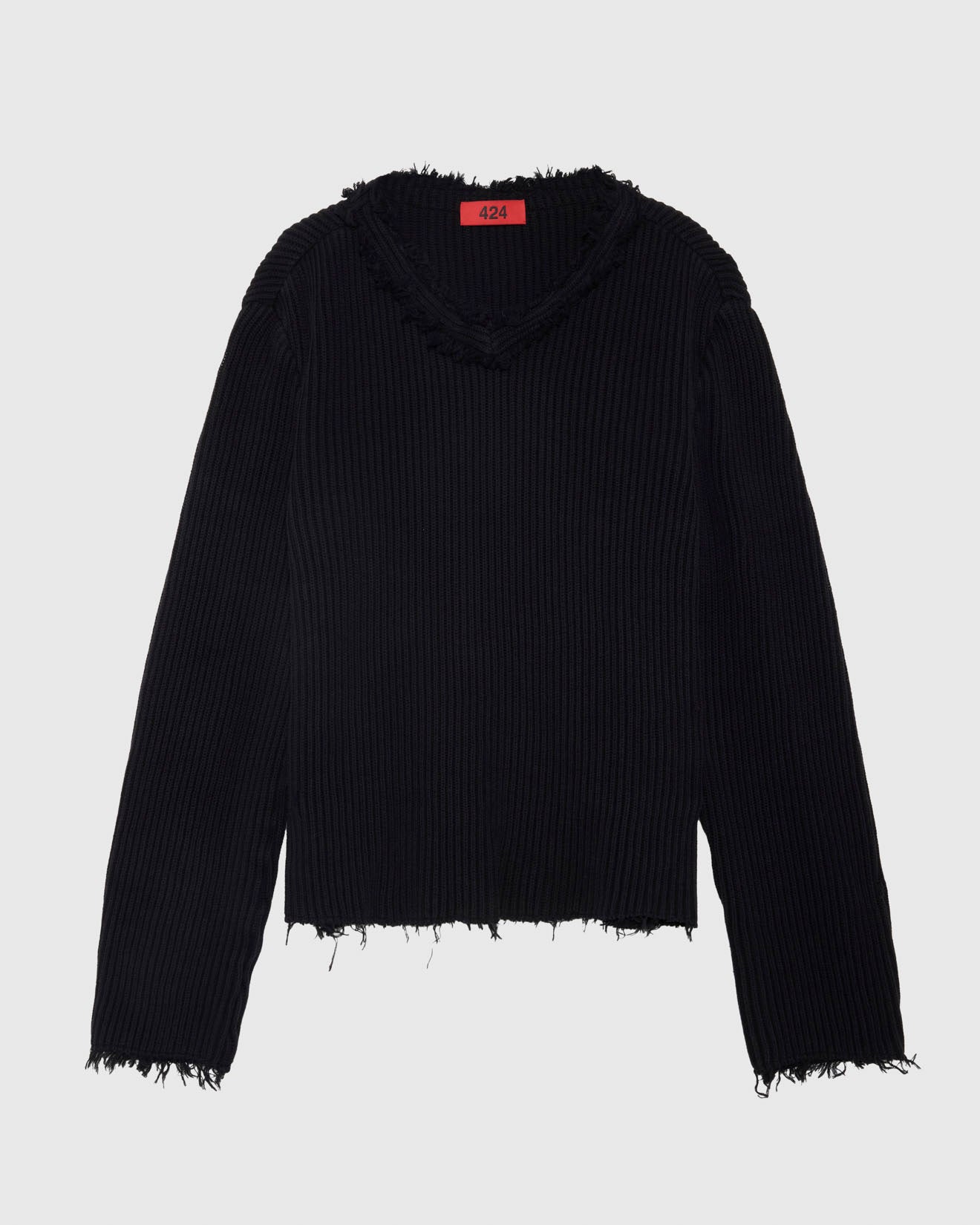 V NECK SWEATER - BLACK