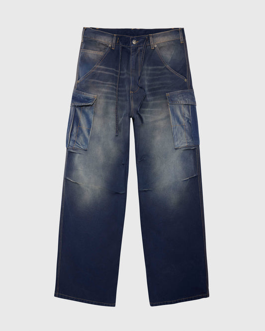 CAMO CARGO PANTS - INDACO DENIM