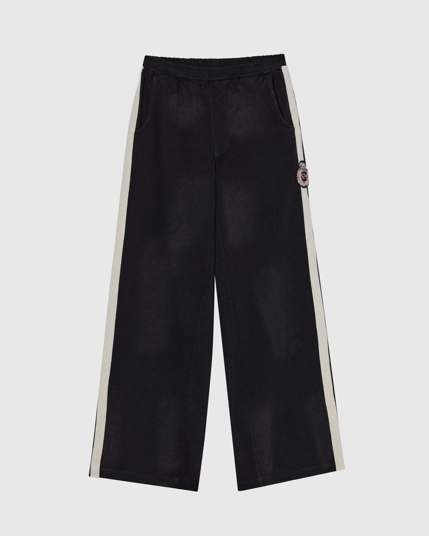 STRIPPED RIPPED SWEATPANTS - BLACK