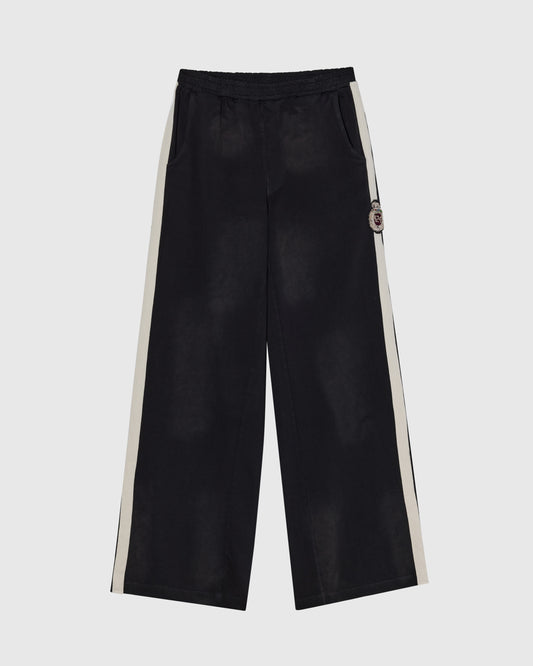 STRIPPED RIPPED SWEATPANTS - BLACK