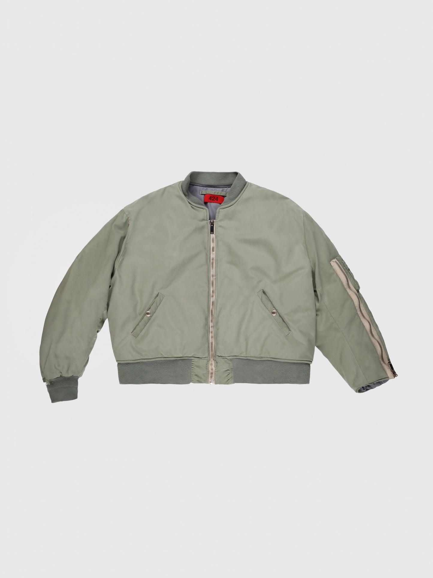 Recylced Heavy Nylon Military Bomber in Green