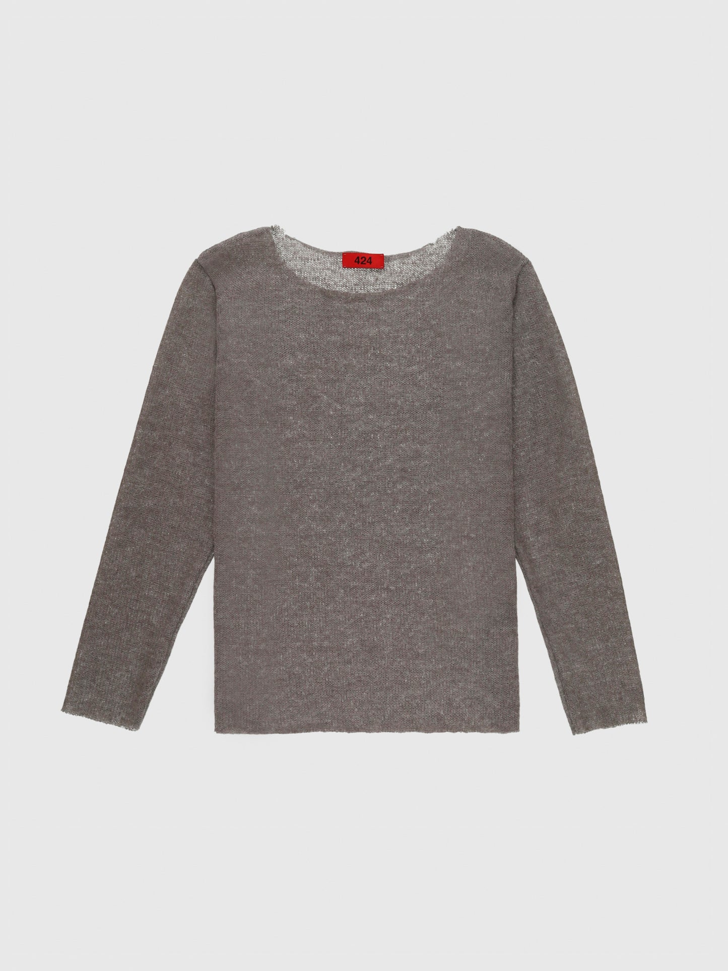 Light Mohair Long Sleeve Layering Top in Silver