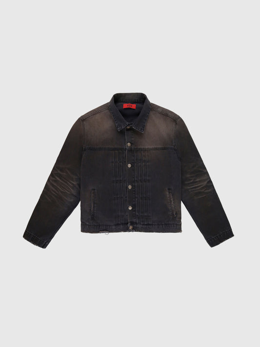 Denim Trucker Jacket in Washed Black