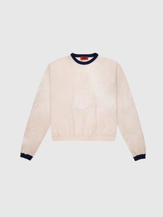 Technical Yarn Soccer Sweater in Offwhite And Navy