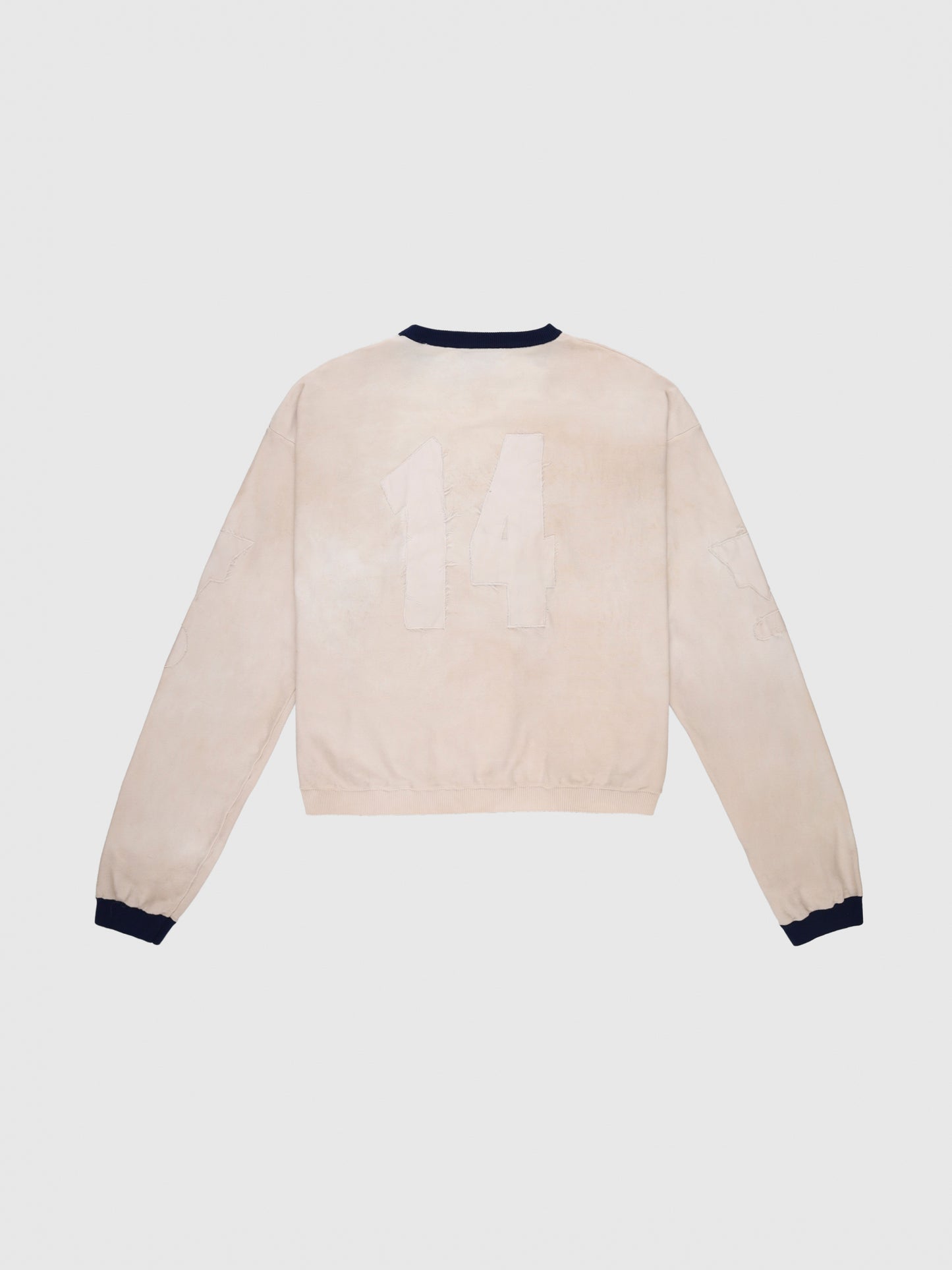 Technical Yarn Soccer Sweater in Offwhite And Navy