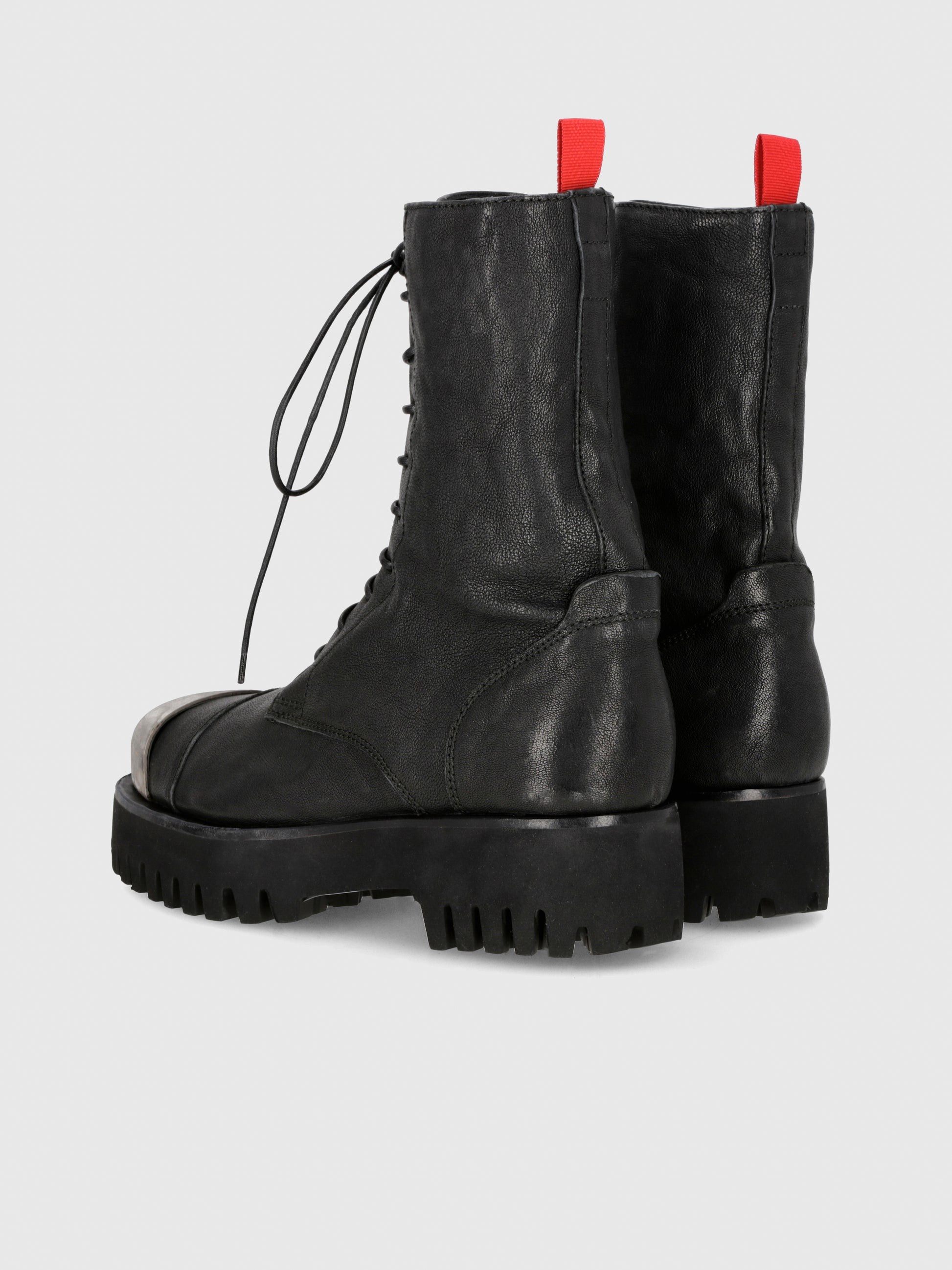 Leather X Boot in Black