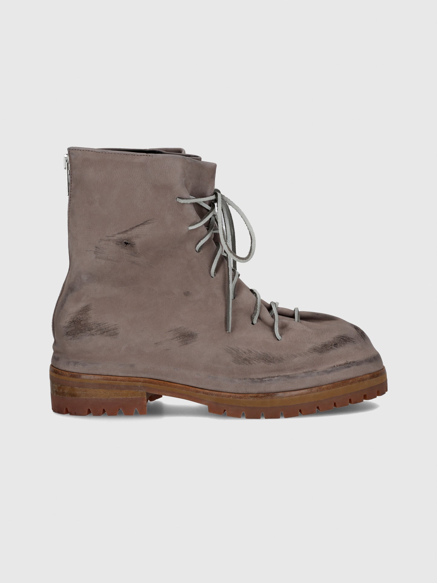 Nabuk Leather Laced Up Marathon Boot in Dusty Nude