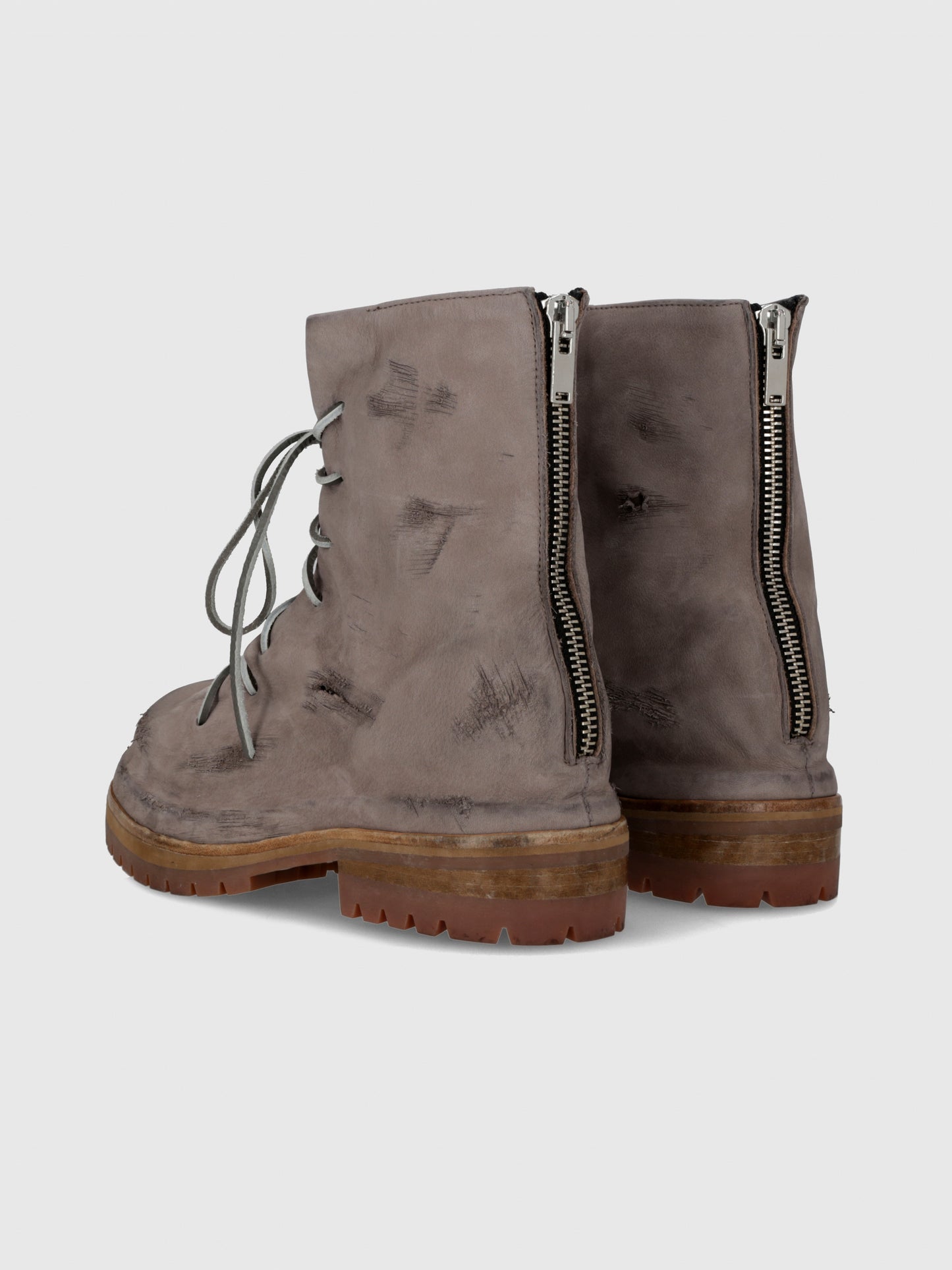 Nabuk Leather Laced Up Marathon Boot in Dusty Nude