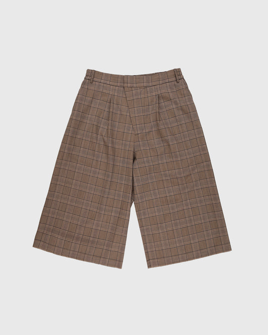 Garden Wool Cropped Trousers in Brown Plaid