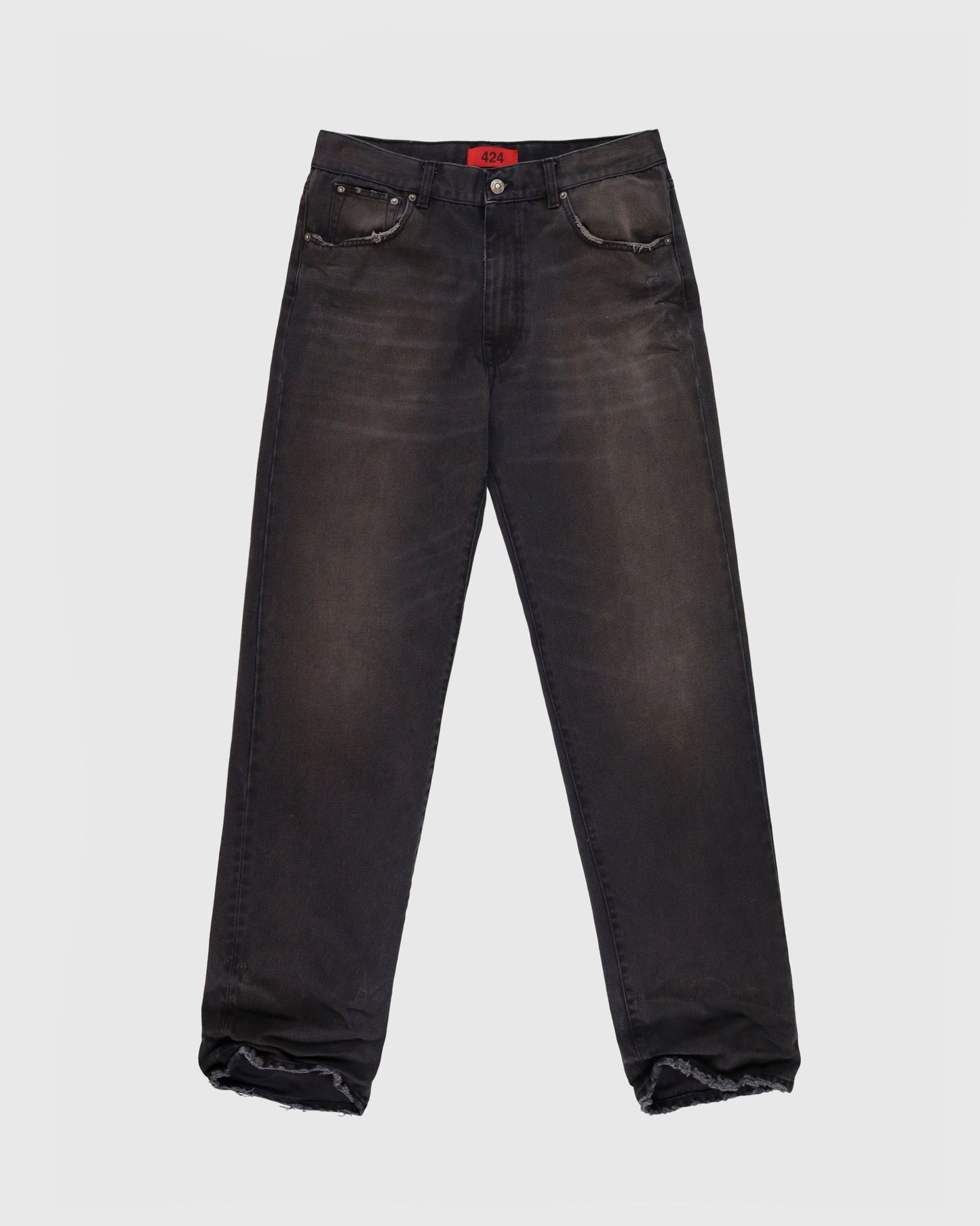 Loose Five Pocket Denim in Washed Black