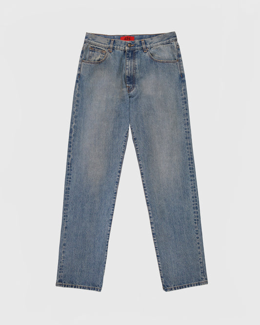 Loose Five Pocket Denim in Washed Light Blue