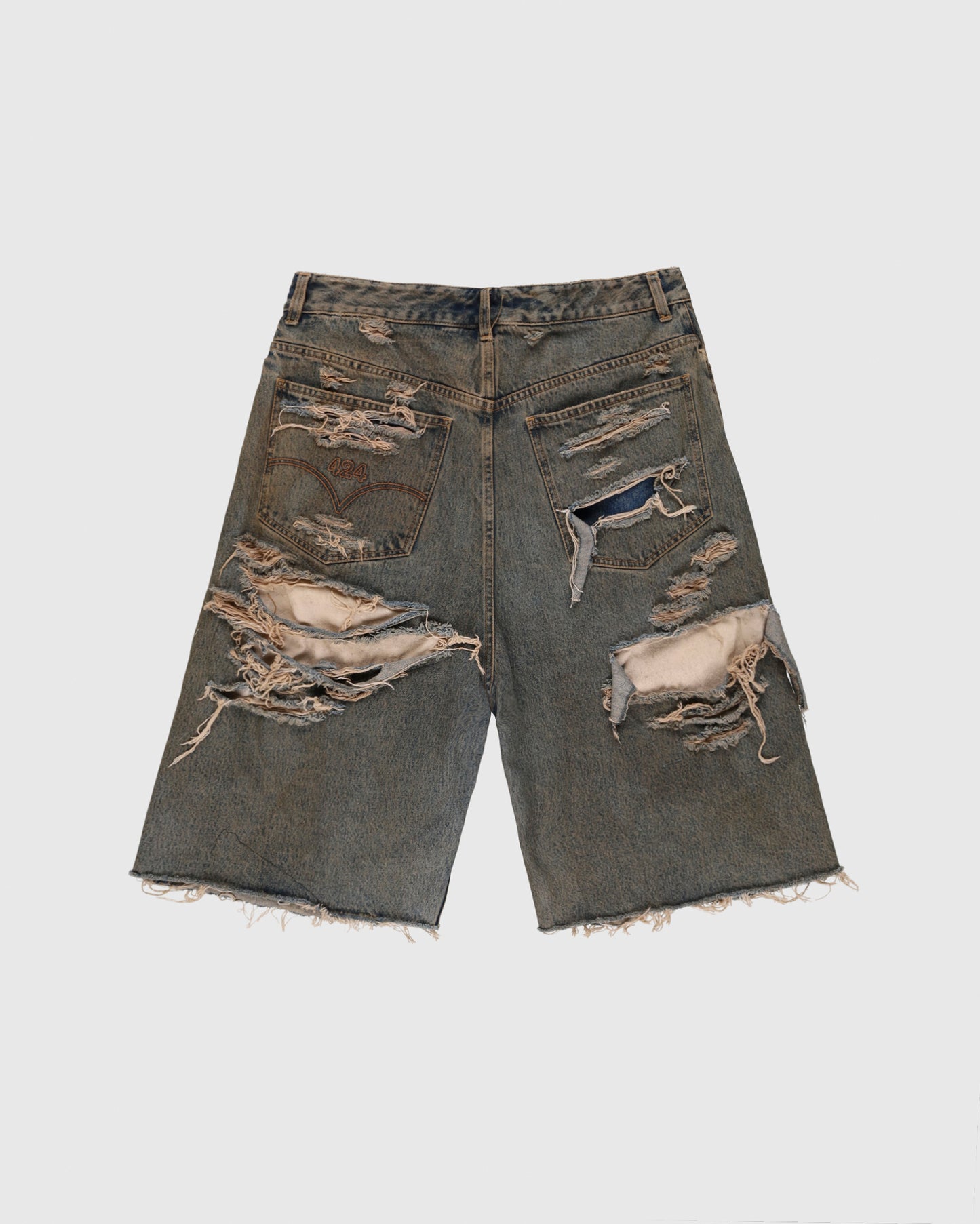 Big Daddy Distressed Denim Short in Washed Blue