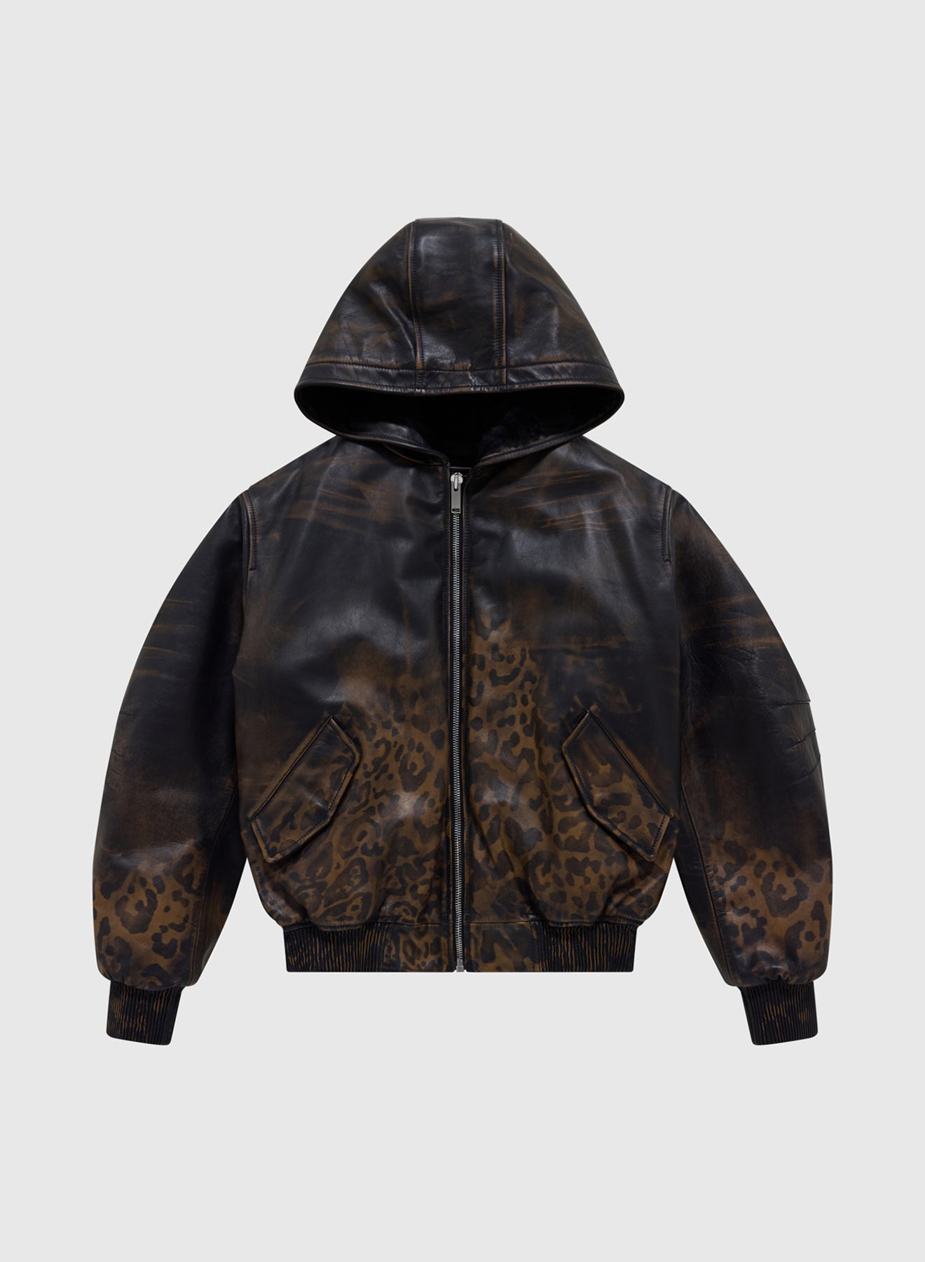 424 BOMBER RUB OFF LEATHER IN BLACK