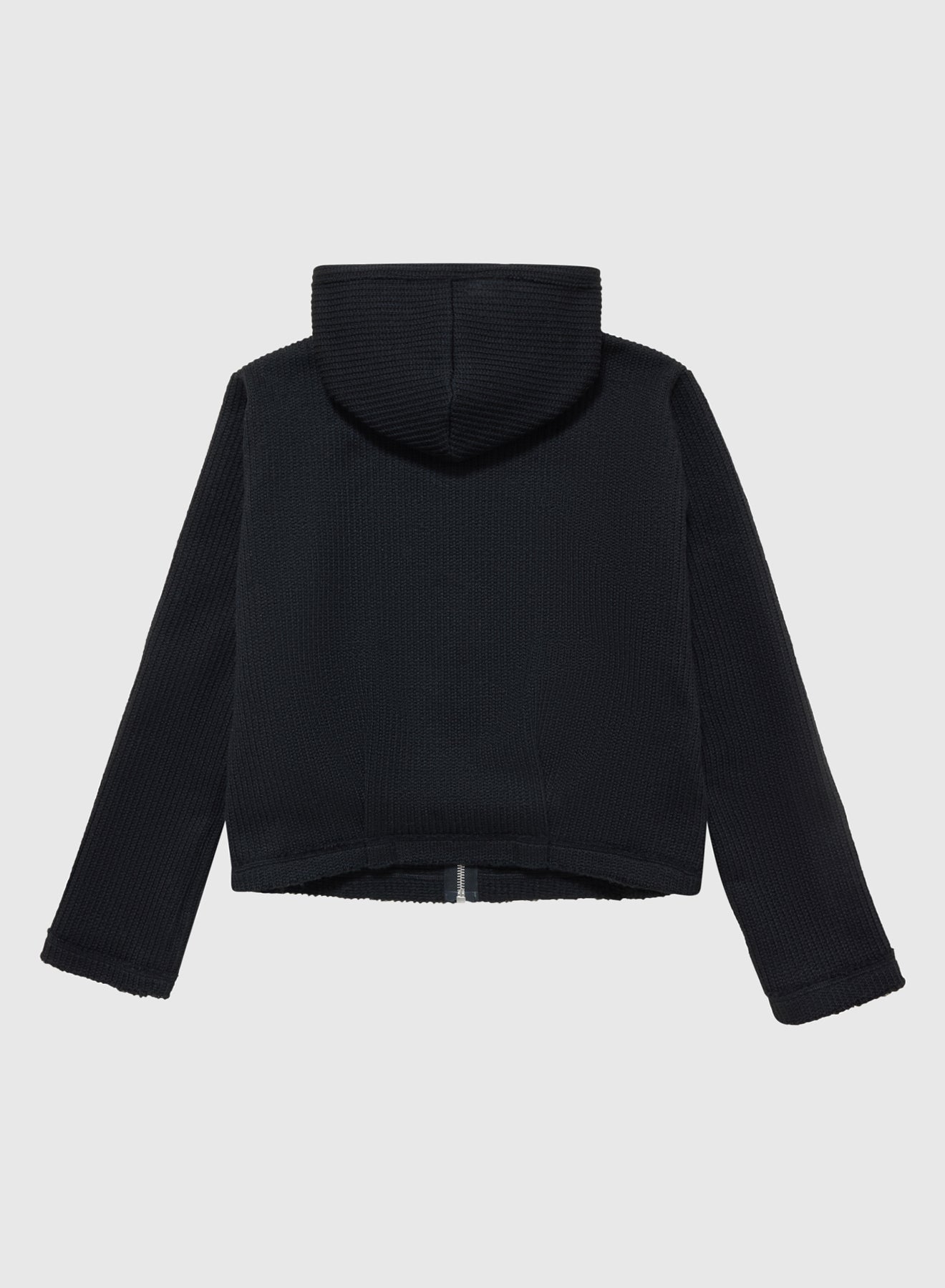 BABY HOODIE ENGLISH RIB KNIT IN BLACK