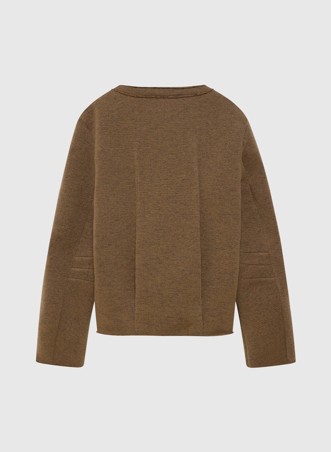 V NECK SWEATER DOUBLE KNIT IN BROWN