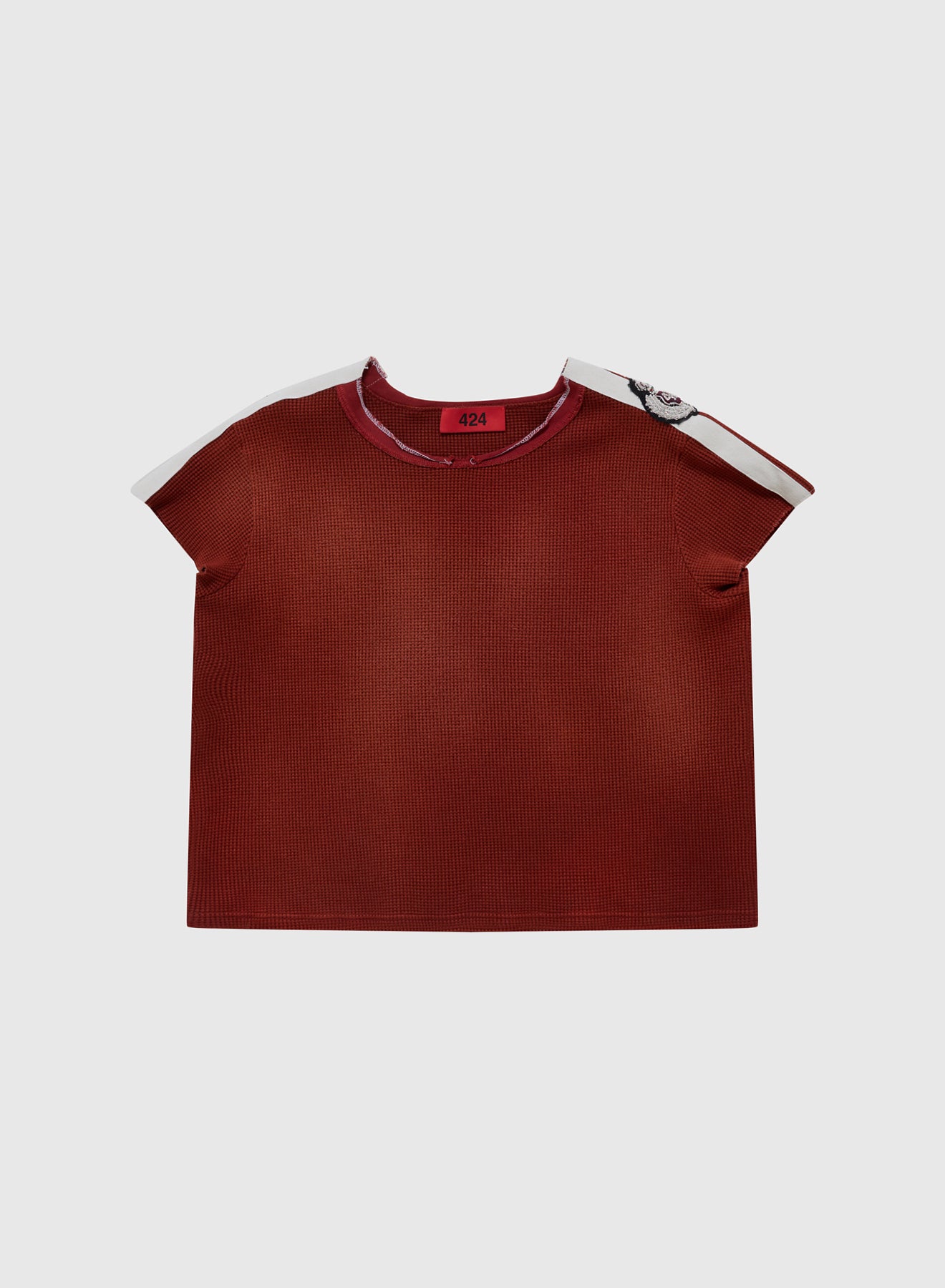 RIBBED BABY SCALLOP TEE COTTON THERMAL IN RED