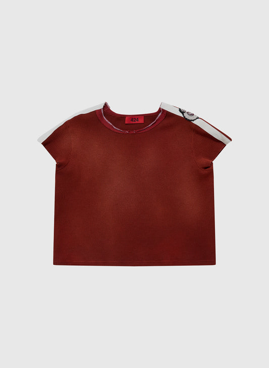 RIBBED BABY SCALLOP TEE COTTON THERMAL IN RED