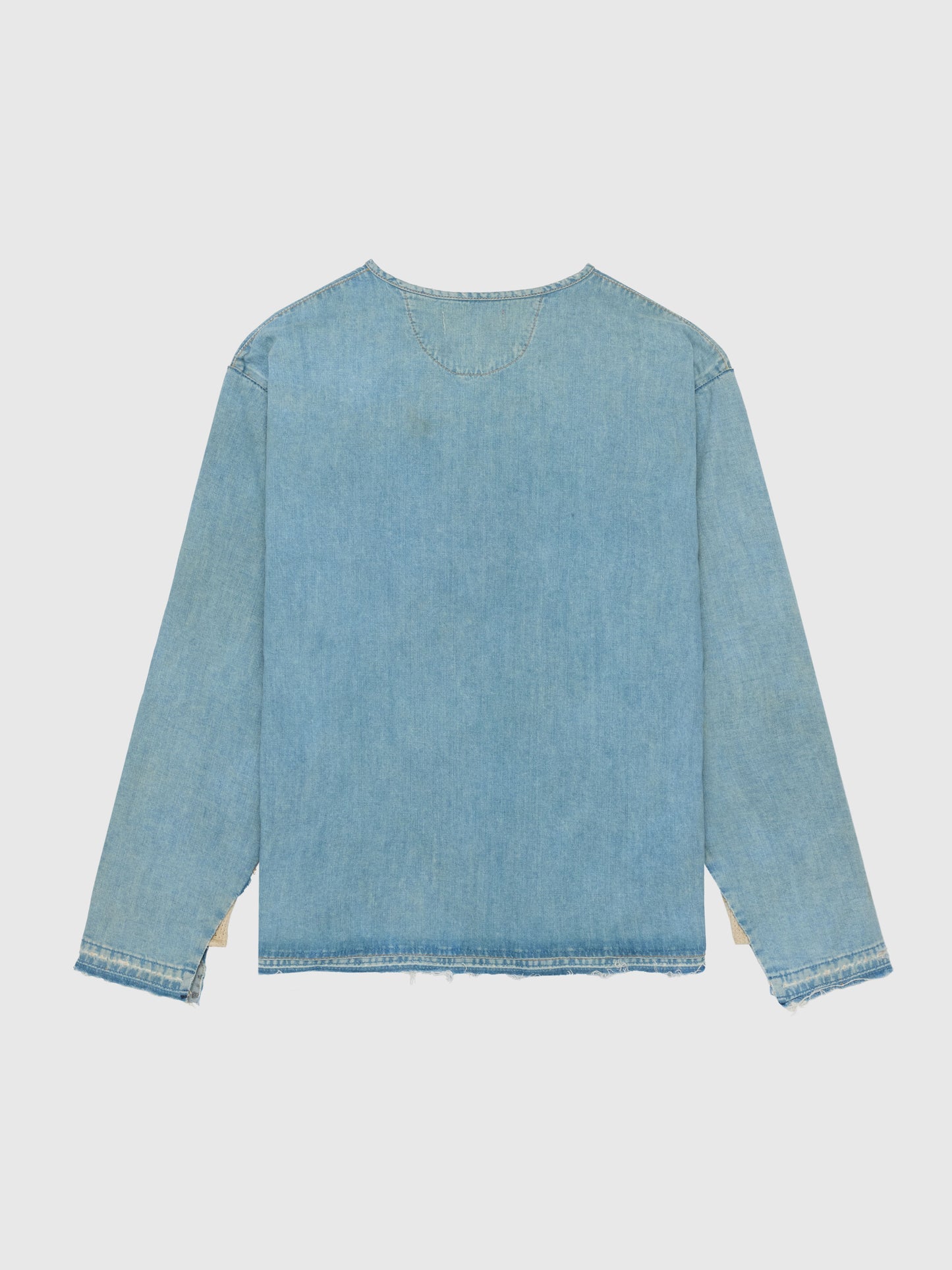 424 HENLEY CHAMBRAY & THERMAL BLEACHED IN BLUE