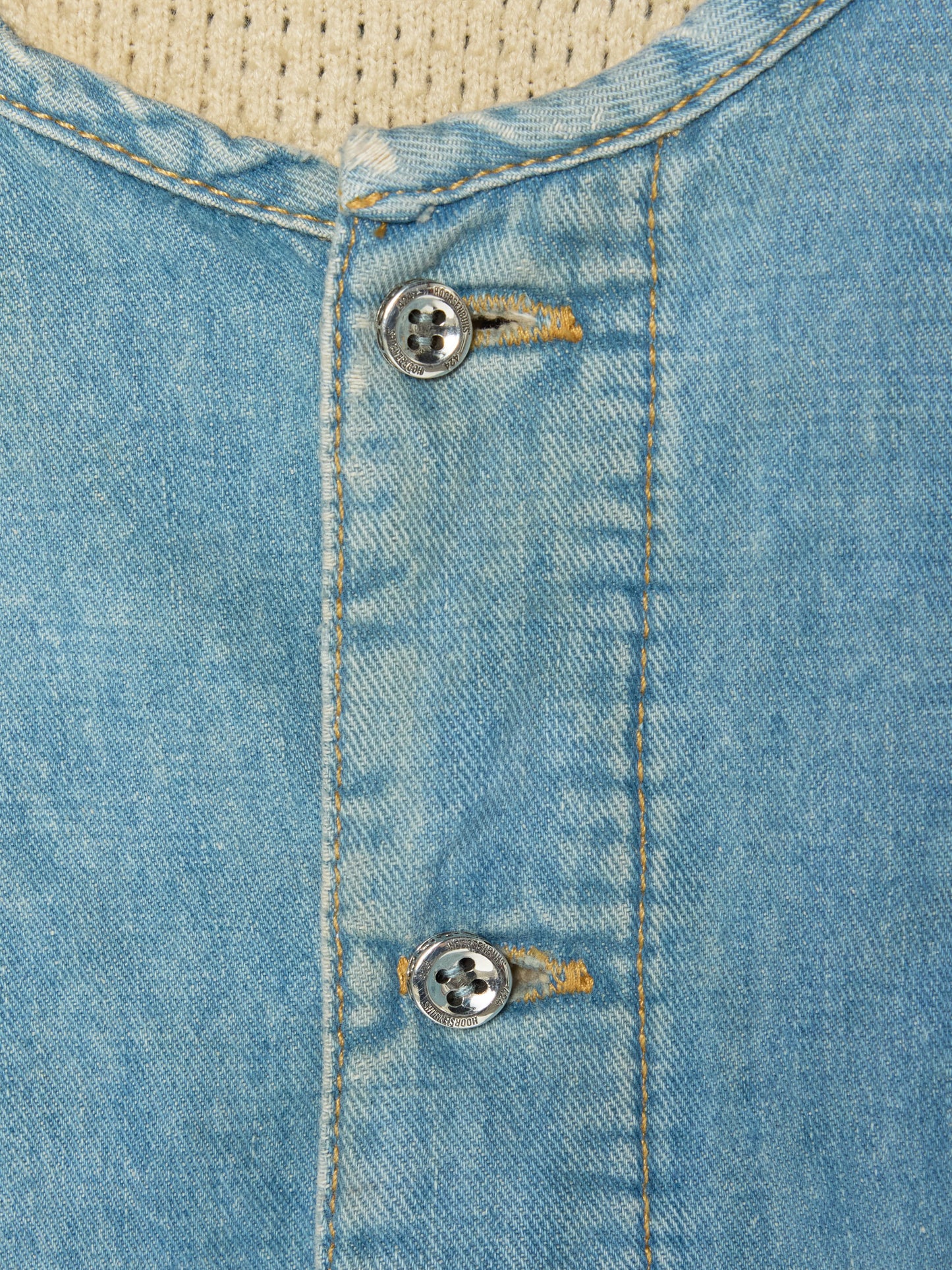 424 HENLEY CHAMBRAY & THERMAL BLEACHED IN BLUE